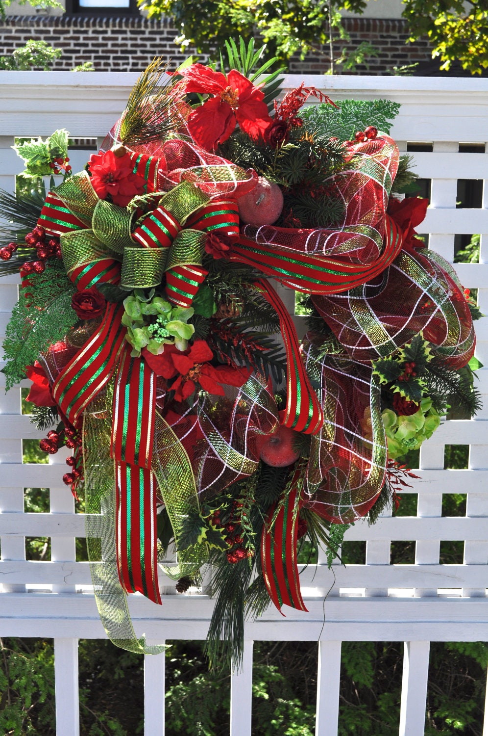 Christmas Door Wreath XL Wreaths Front Door Floral Deco Mesh