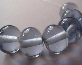 Handmade Glass Grey Blue Lampwork Beads Ericabeads Swirly Indigo Tint Streaky (6)