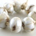 Moonstone - Handmade Artisan Lampwork Glass Beads 8mmx12mm - Grey, Beige, Cream - SRA (Set of 8 Beads)