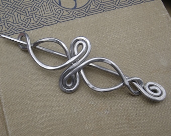 Celtic Infinity Loops Aluminum Shawl Pin, Hair Pin, Hair Slide, Barrette, Scarf Pin, Sweater Clip Brooch - Celtic Knot Long Hair Accessories