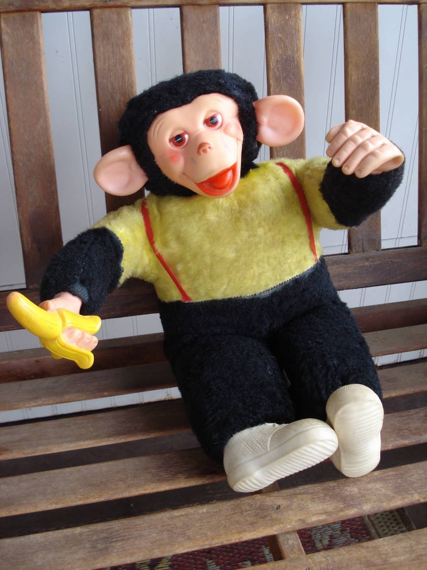 vintage toy monkey with banana