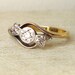 Art Deco Engagement Ring, Antique Diamond Bow Ring, Platinum, Diamond & 18k Gold Ribbon Bow Ring Size US 5.75