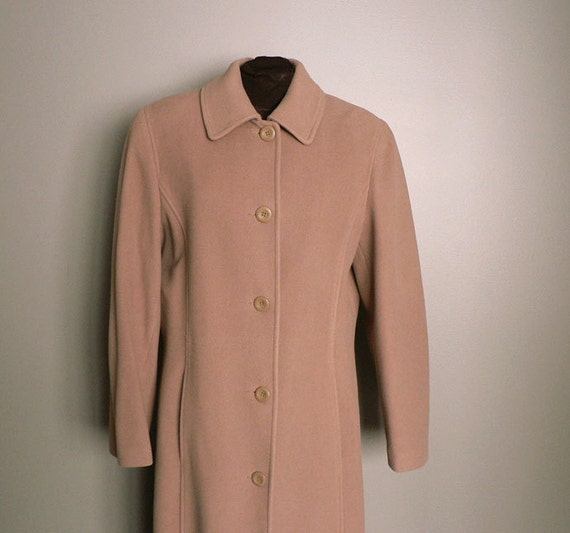 Womens Vintage Camel Wool Full Length Coat Size 10
