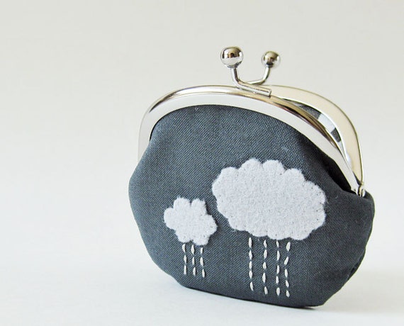 Coin purse rain clouds on charcoal