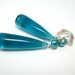SALE Teal Drop Earrings. Elongated Smooth Briolettes with Freshwater Pearls. Silver. Leverbacks.