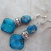 SALE Turquoise Blue Terra Jasper Earrings. Silver.
