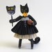 Vintage Inspired Spun Cotton Black Cat Halloween Figure OOAK