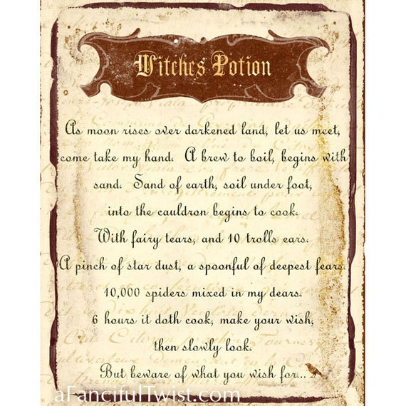 Witches Potion Spell 8 x 10 Print by AFancifulTwist on Etsy