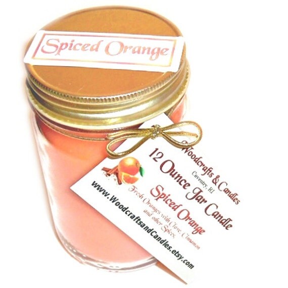 Spiced Orange Scent Mason Jar Candle 12 Oz Handmade