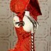 Waist 29 to 31 Red with Gold Leaf Vixen with Hood