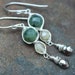 Wire Wrapped Jade Citrine Pyrite Earrings Sterling Silver
