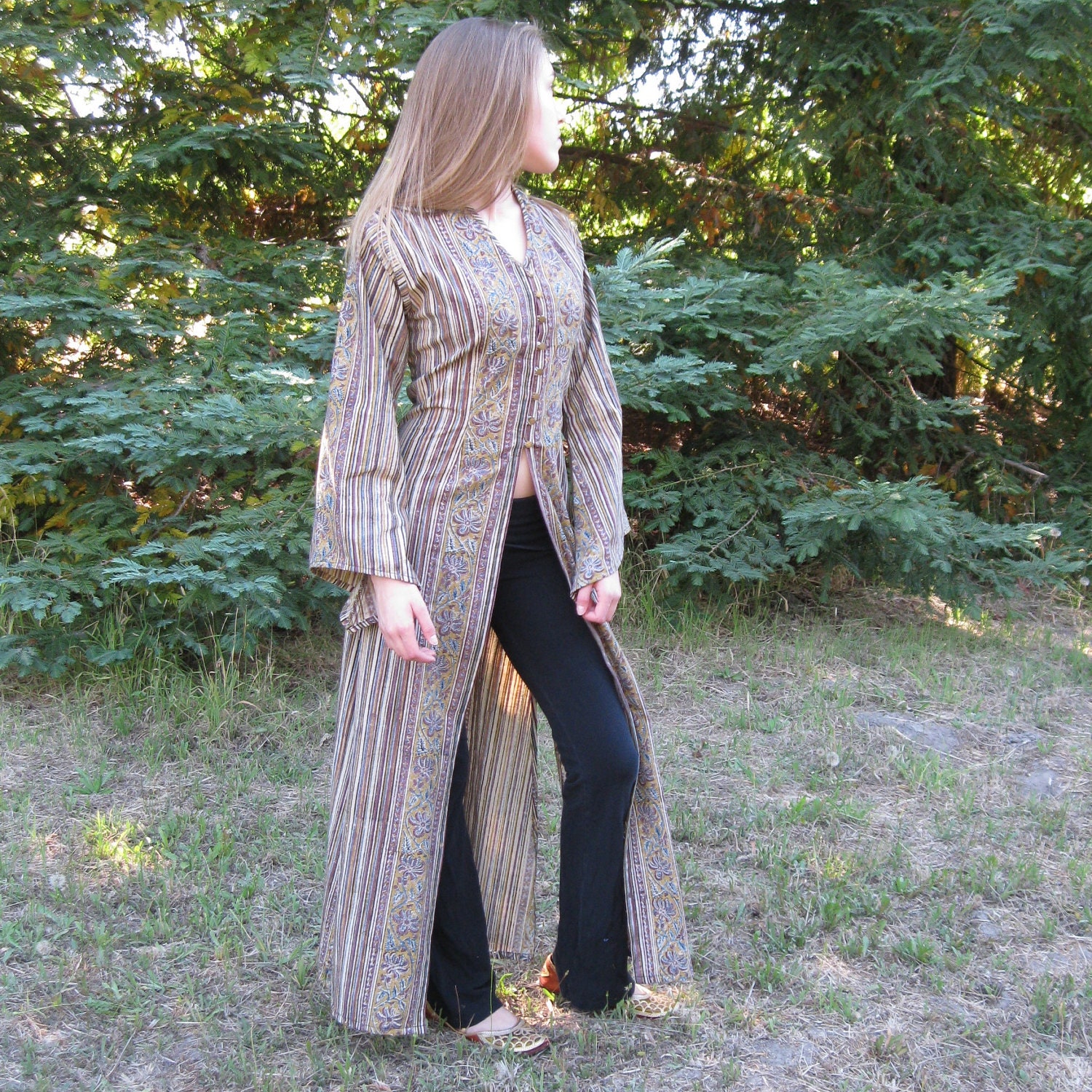 Womens Ankle Length Ghawazee Coat Handmade for Sizes Small