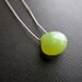 Apple Green Chalcedony Necklace on Silk Cord... Droplet Necklace
