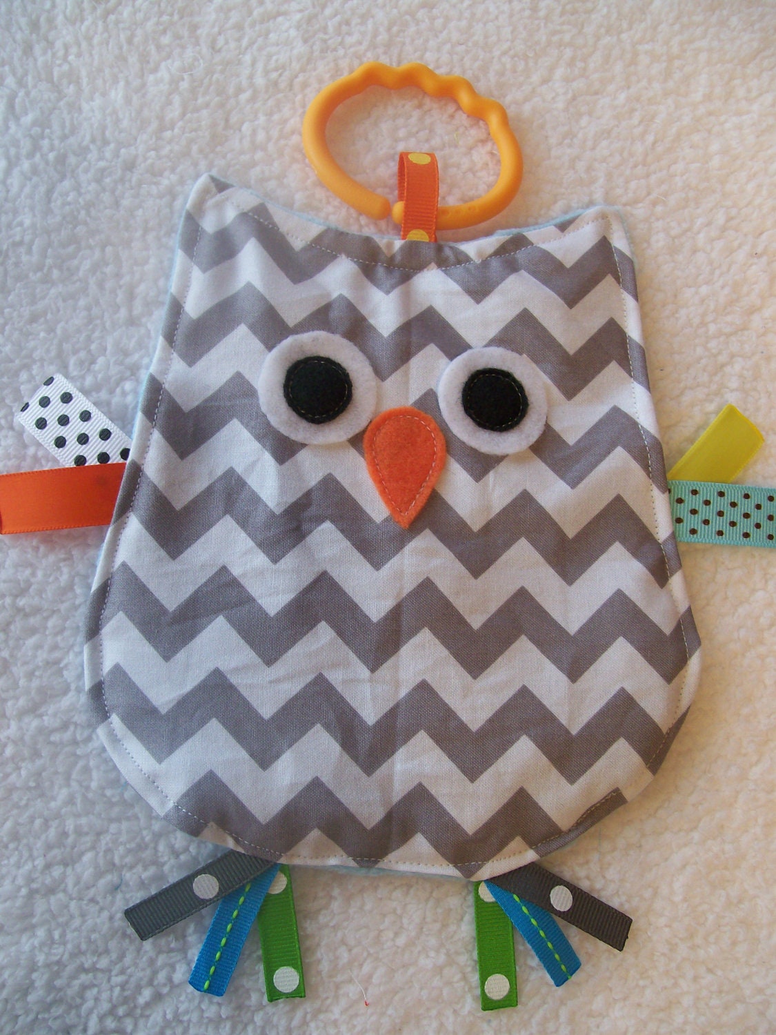 Gray Chevron Crinkle Crackle Sensory Owl Toy
