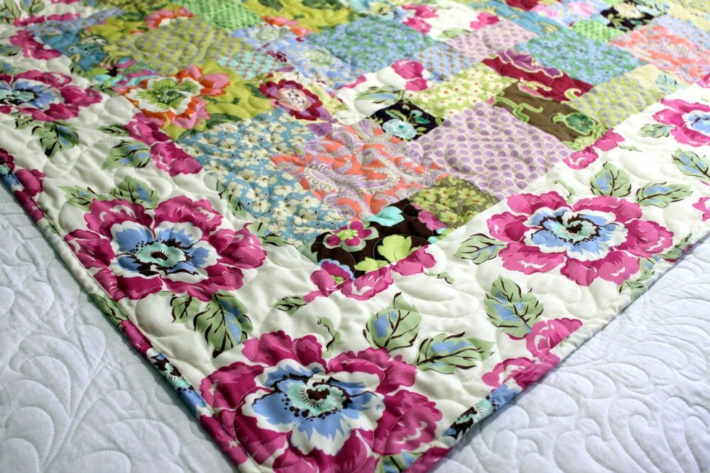 Handmade patchwork lap Quilt with GYPSY CARAVAN by Amy Butler