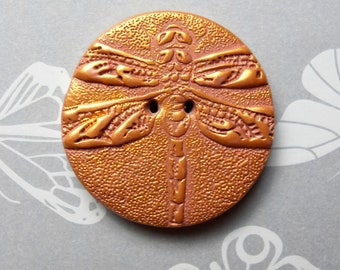 Buttons, Polymer Clay, Round, Large Dragonfly