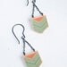 Chevron Dangles - Wooden Geometric Earrings in Mint and Pink Coral