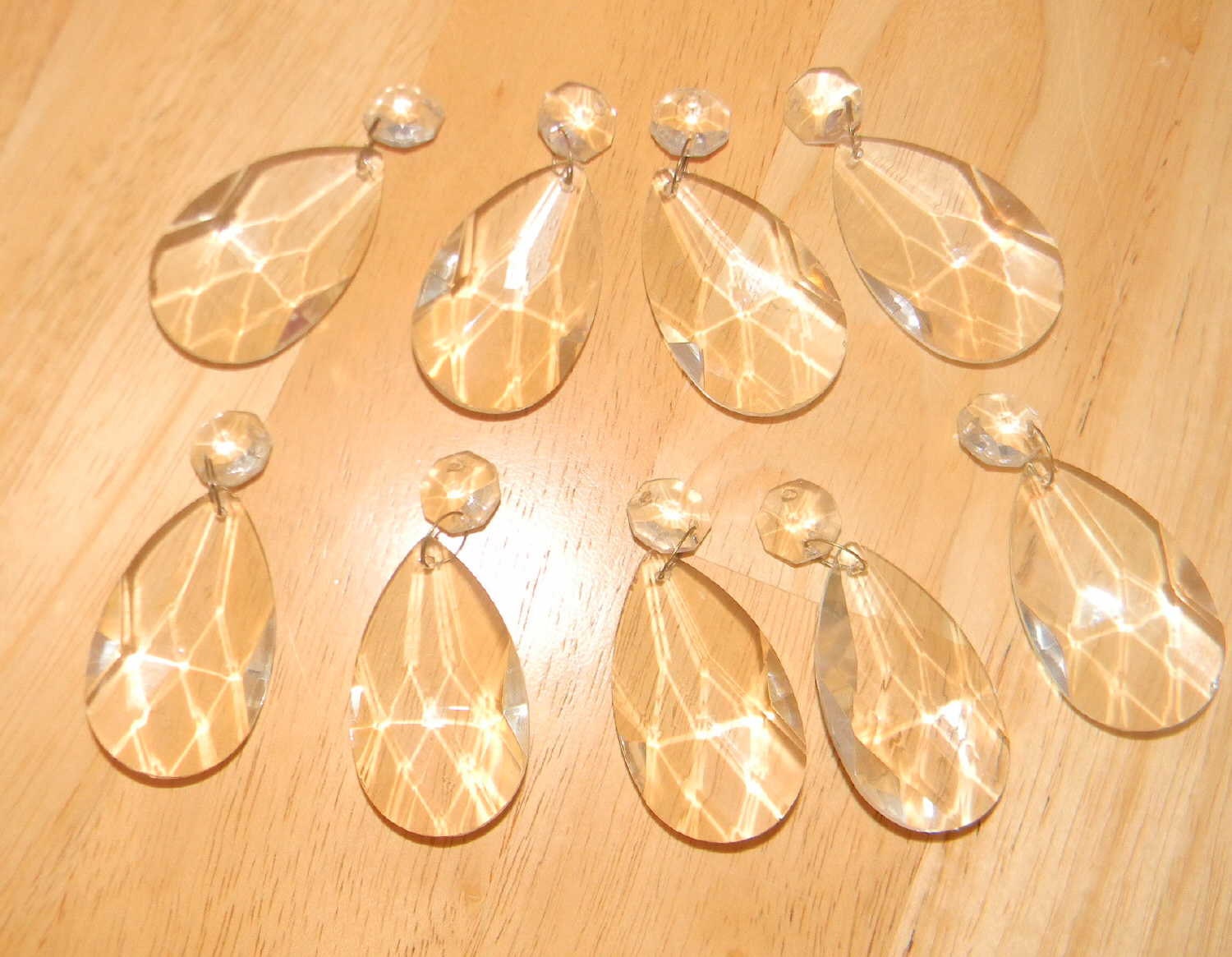 Vintage Teardrop Prism lamp Crystals 2 teardrop lot of 9