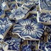 China - Blue & White Flowers - Copper Engraving - Broken Plate -Tessera