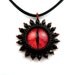 Red Eye Pendant, Ruby Black Necklace, Beaded Glass Alien Eyeball, Halloween, Samhain, TeamCB: Prometheus