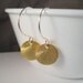 Vermeil Earrings, Brushed Gold Vermeil Disc Sterling Silver Earrings