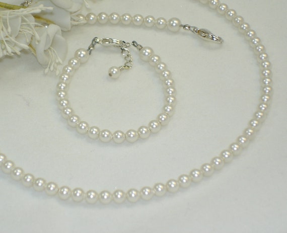Flower Girl Jewelry Swarovski White Pearl by callalilyjewels