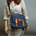Handmade messenger bag Masculine collection navy blue color