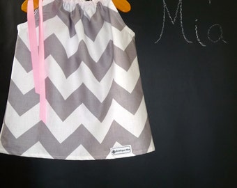 SAMPLE - Pillowcase Dress or Top - Chevron - Will fit Size 6-12 month up to 2T - by Boutique Mia - Ready To Ship