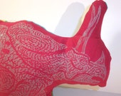 Pink Big Head Beige Torosaurus or Triceratops Stuffie