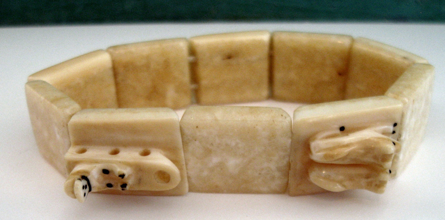 stunning alaskan eskimo walrus tusk dogsled bracelet mid