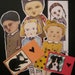 bookmark assortment- 7 laminated illustrations- doll- cat girl- stocking stuffer- black white cat- black white dog