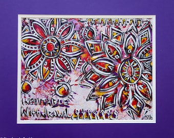 SALE Original Mandala Art: Inevitable Withdrawal Double Matted and Ready to Frame