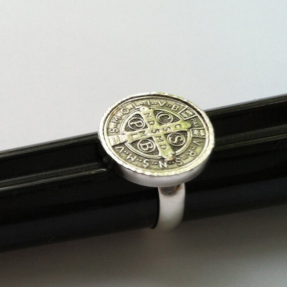 Items similar to Men's St. Benedict Ring Religious Medal