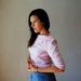 vintage CHEVRON top / 1980s PASTEL lace blouse