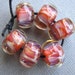 Boro Beads - Handmade Lampwork Beads - Warm Pink and Orange Tones