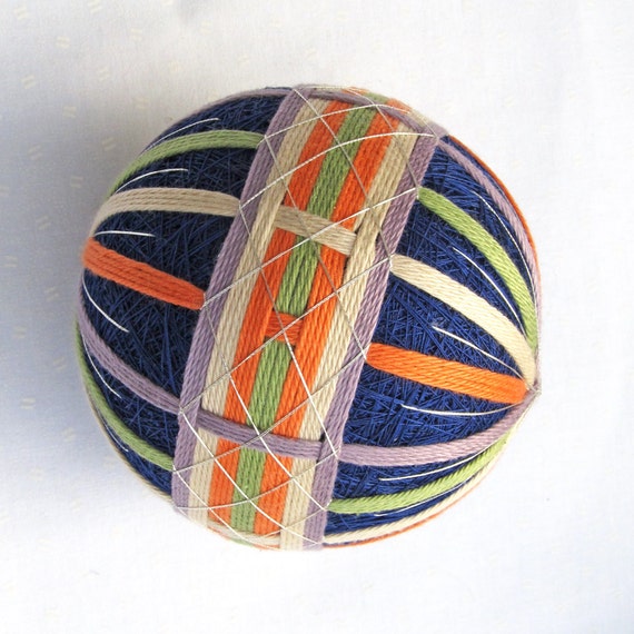 Temari Ball Ornament Japanese Thread Ball by PennyFabricArt