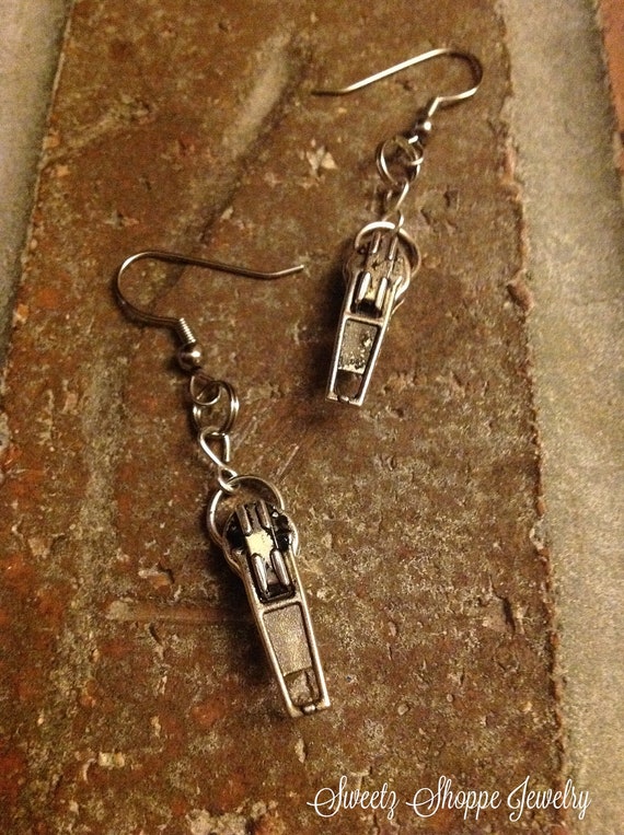 Zipper Charm Earrings | Esty.com/shop/sweetz | SweetzShoppeJewelry.com ~ NewMamaDiaries.blogspot.com