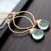 Fluorite Earrings, Gold Leaf Style Hoop Drop Earrings, Mint Seafoam Green Fashion - Seabreeze