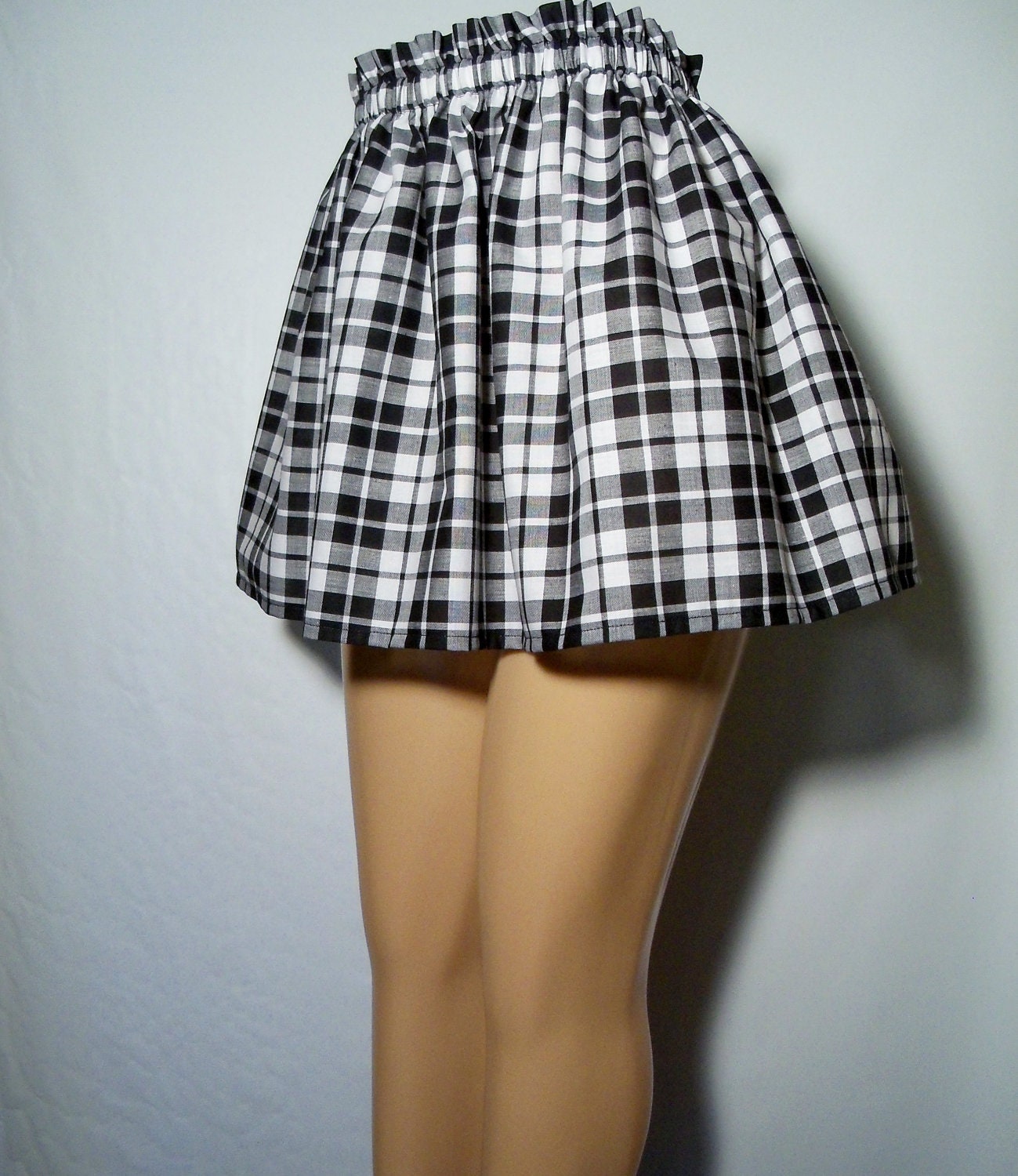 Black And White Plaid Mini Skirt 107