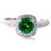 14K Tsavorite Garnet Ring Engagement Ring Diamond Halo Setting 14K 18K White Yellow Rose Gold Platinum Palladium Bridal Jewelry
