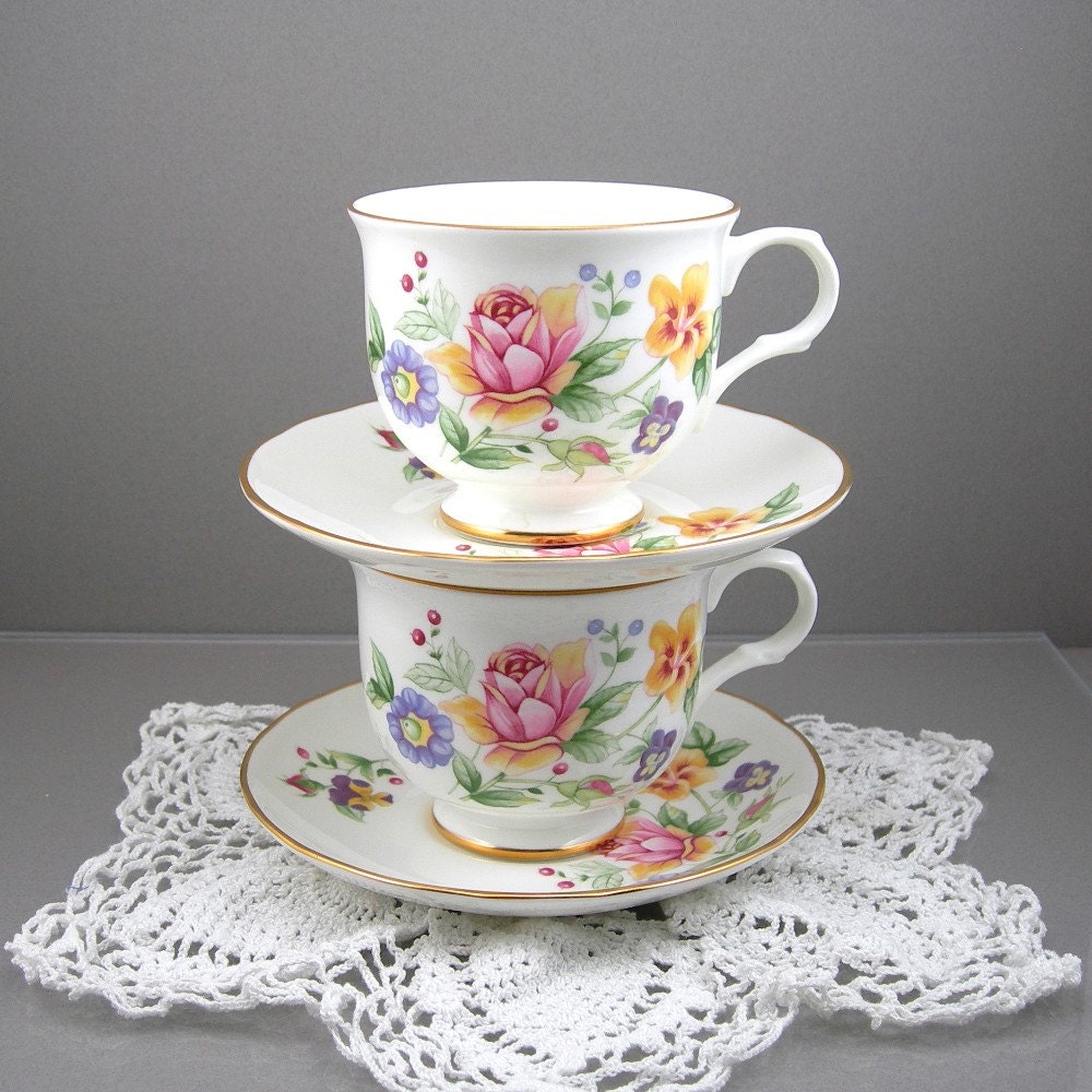 Vintage Teacups and Saucers Sadler Wellington Bone China 2