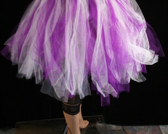 Streamer knee length tutu skirt adult purple white halloween dance fairy -- You Choose Size -- Sisters of the Moon