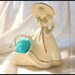 Vintage Lady wearing Hat holding Basket Planter Pin Cushion