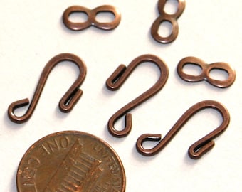 30 sets of Antique Copper clasp flat hook and eye clasps 18X9mm