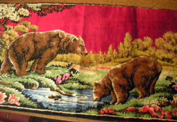 Vintage Bear Tapestry Rug or Wall Hanging
