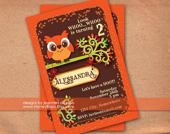 Fall Owl Birthday, Baby Shower Personalized Invitation - Digital, Printable File Il_570xn