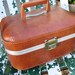 Vintage 1970s Warm Brown Small Suitcase Train Case Luggage