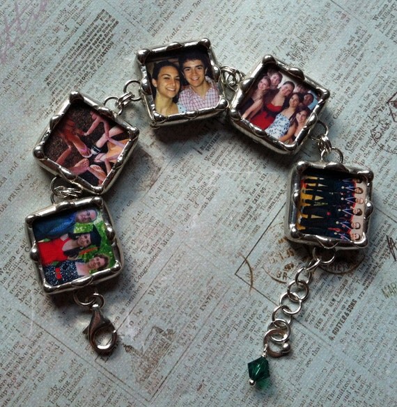 Soldered Photo Charms Memory Bracelet Personalized Jewelry
