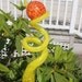 Sunshine Yellow Glass Tigger Tail with Fire Red Ball Garden Art Sculpture Outdoor Decoration Garden Finial