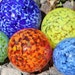 Set of 5 Colorful Hand Blown Glass Floats or Garden Balls or Gazing Glass Orbs Outdoor Art Decoration